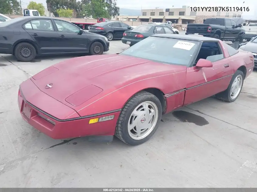 1989 Chevrolet Corvette VIN: 1G1YY2187K5119416 Lot: 42124142