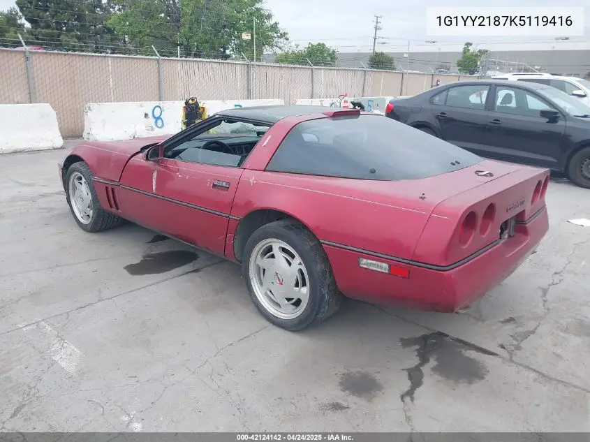 1989 Chevrolet Corvette VIN: 1G1YY2187K5119416 Lot: 42124142