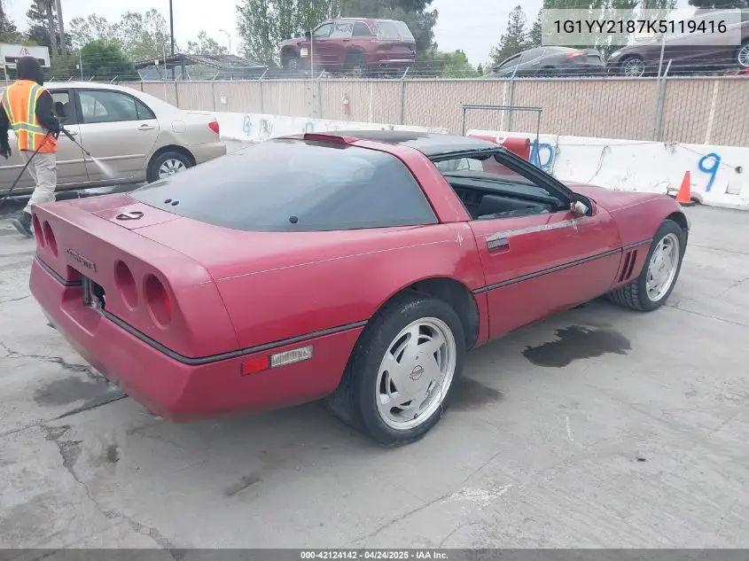 1989 Chevrolet Corvette VIN: 1G1YY2187K5119416 Lot: 42124142