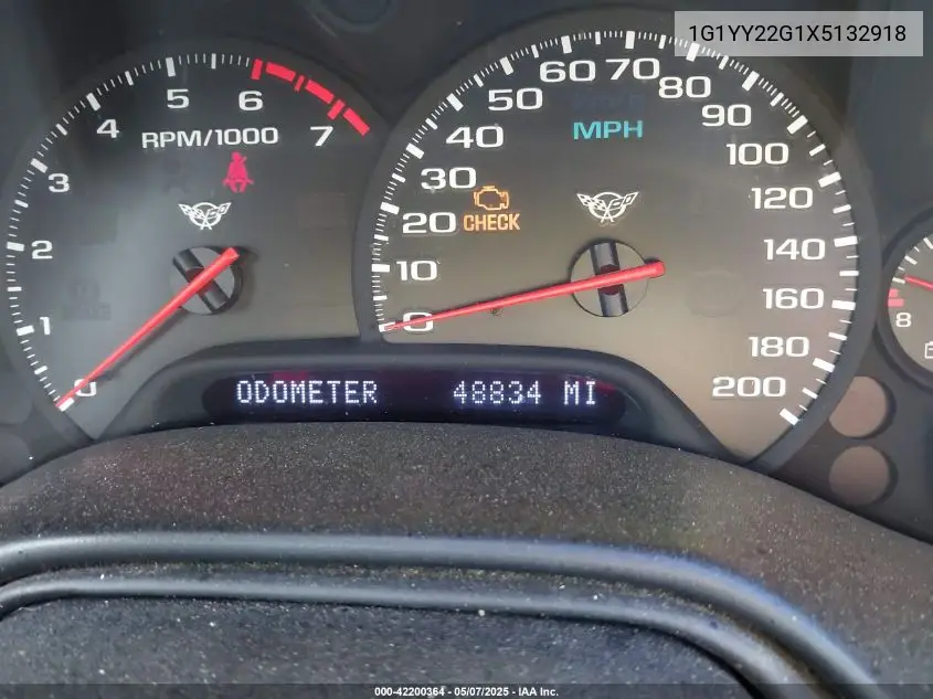 1999 Chevrolet Corvette VIN: 1G1YY22G1X5132918 Lot: 42200364
