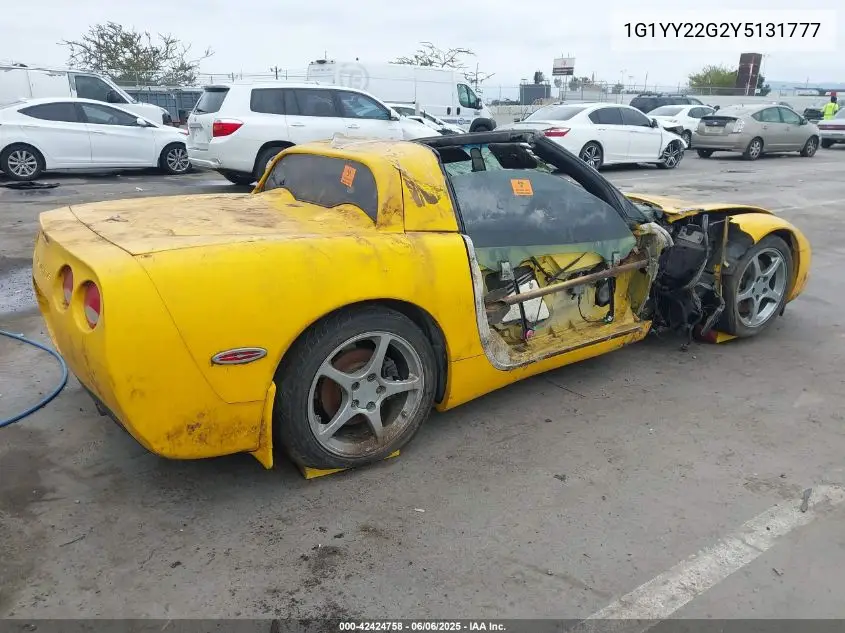 2000 Chevrolet Corvette VIN: 1G1YY22G2Y5131777 Lot: 42424758