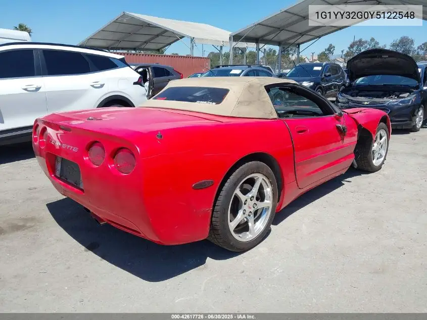 2000 Chevrolet Corvette VIN: 1G1YY32G0Y5122548 Lot: 42617726