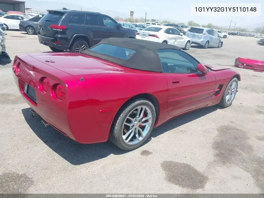 2000 Chevrolet Corvette VIN: 1G1YY32G1Y5110148 Lot: 42620827