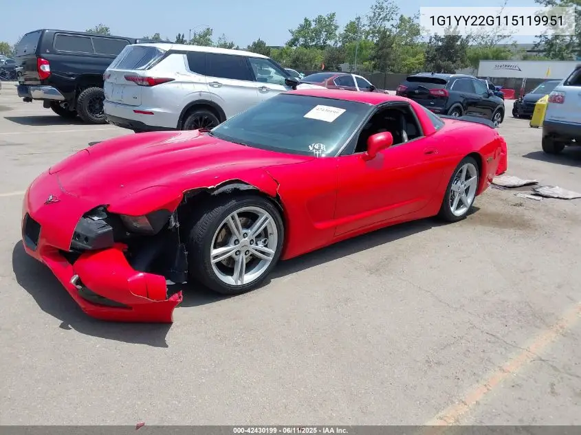 2001 Chevrolet Corvette VIN: 1G1YY22G115119951 Lot: 42430199