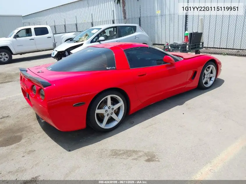 2001 Chevrolet Corvette VIN: 1G1YY22G115119951 Lot: 42430199