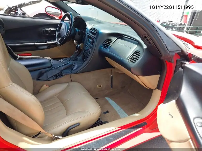 2001 Chevrolet Corvette VIN: 1G1YY22G115119951 Lot: 42430199