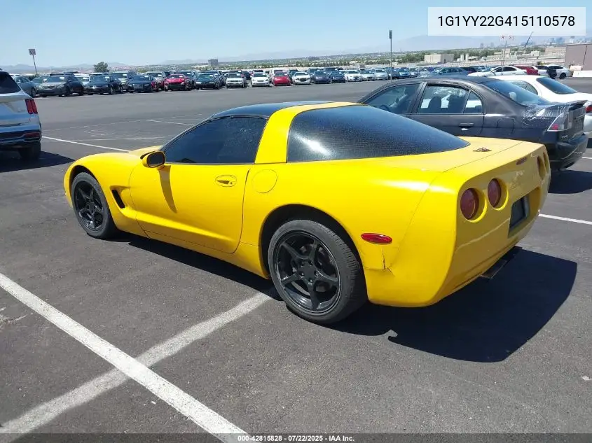 2001 Chevrolet Corvette VIN: 1G1YY22G415110578 Lot: 42815828