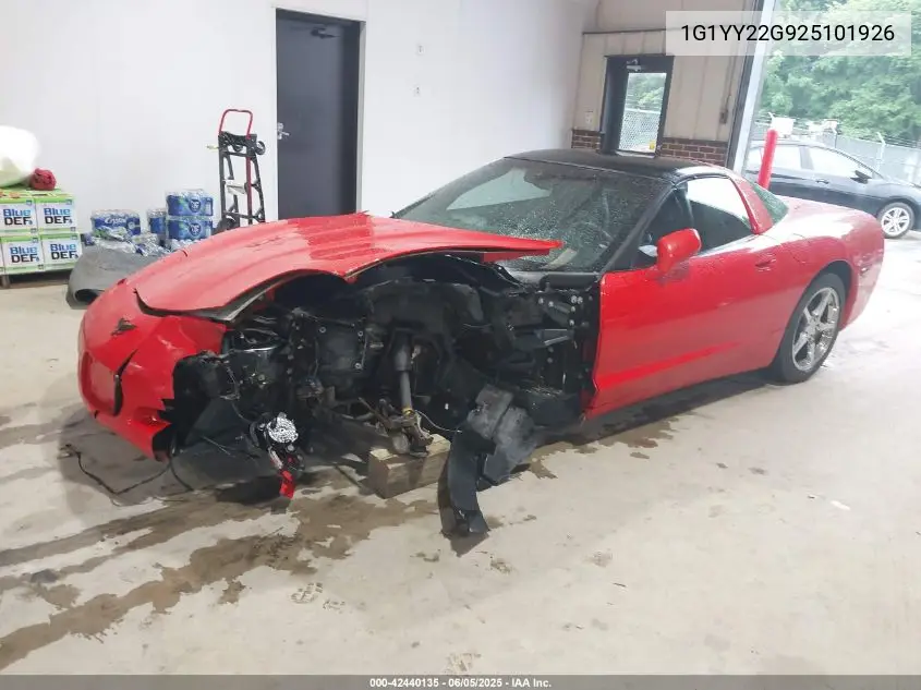 2002 Chevrolet Corvette VIN: 1G1YY22G925101926 Lot: 42440135