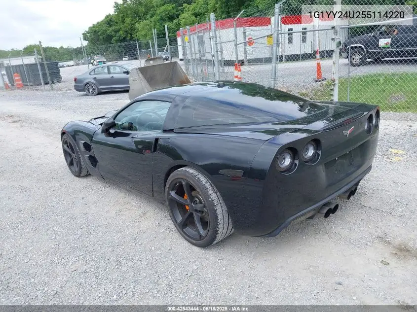 2005 Chevrolet Corvette VIN: 1G1YY24U255114220 Lot: 42543444