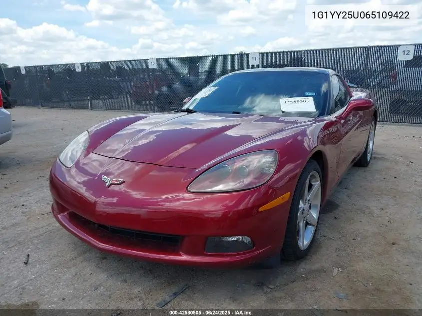 2006 Chevrolet Corvette VIN: 1G1YY25U065109422 Lot: 42580505