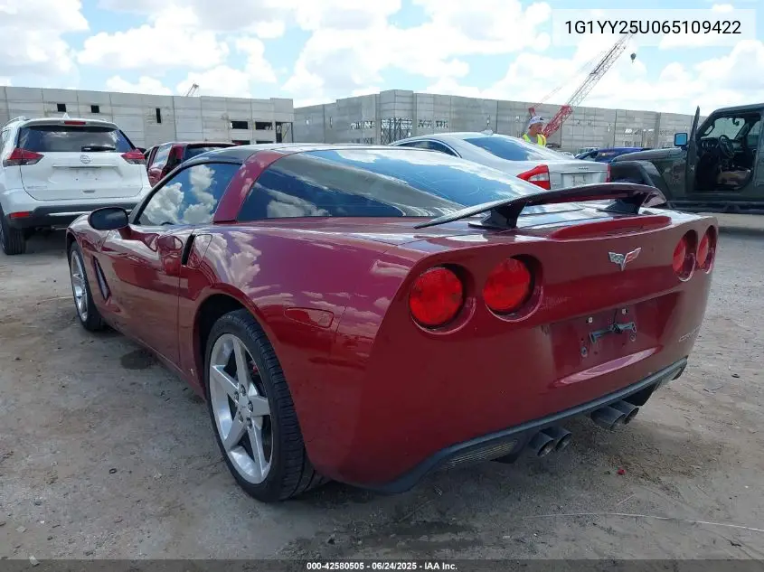 2006 Chevrolet Corvette VIN: 1G1YY25U065109422 Lot: 42580505