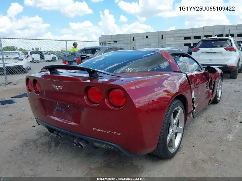 2006 Chevrolet Corvette VIN: 1G1YY25U065109422 Lot: 42580505