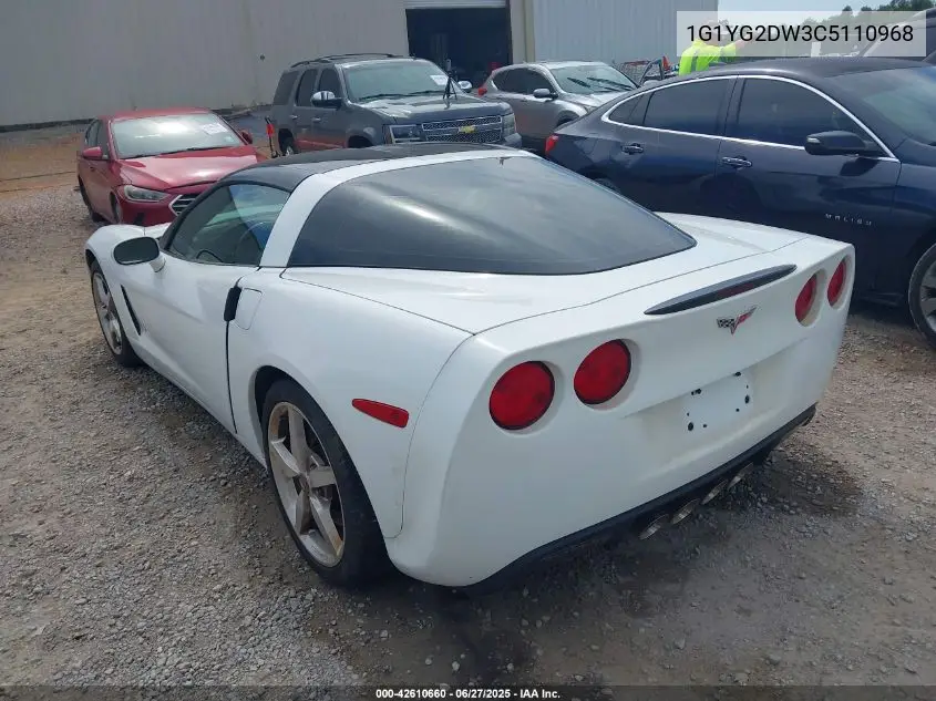 2012 Chevrolet Corvette VIN: 1G1YG2DW3C5110968 Lot: 42610660