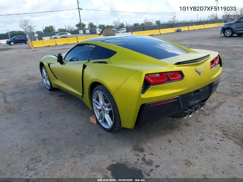 2015 Chevrolet Corvette Stingray VIN: 1G1YB2D7XF5119033 Lot: 41915304