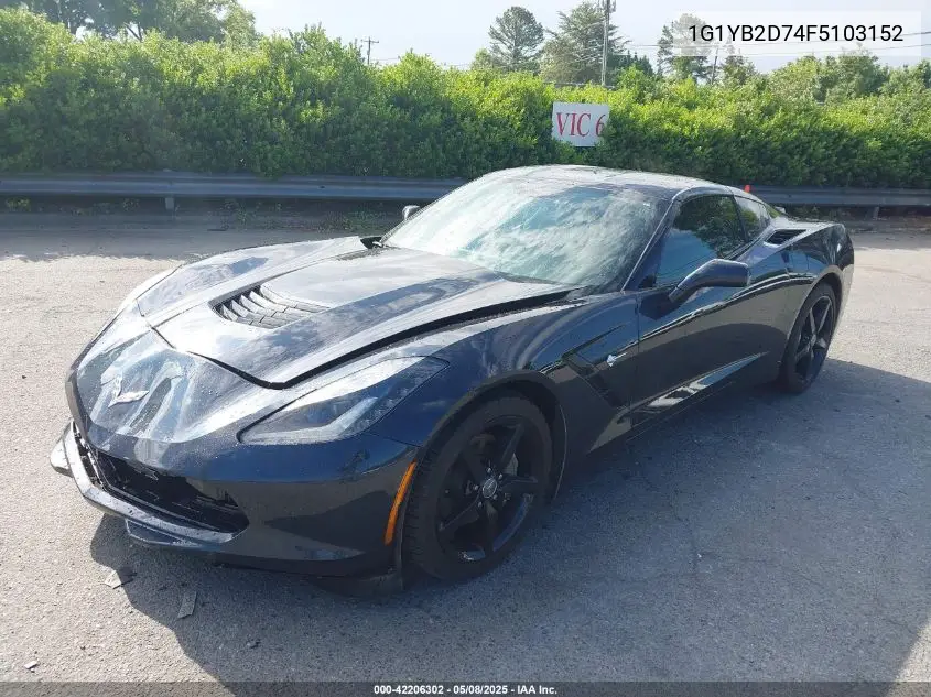 2015 Chevrolet Corvette Stingray VIN: 1G1YB2D74F5103152 Lot: 42206302
