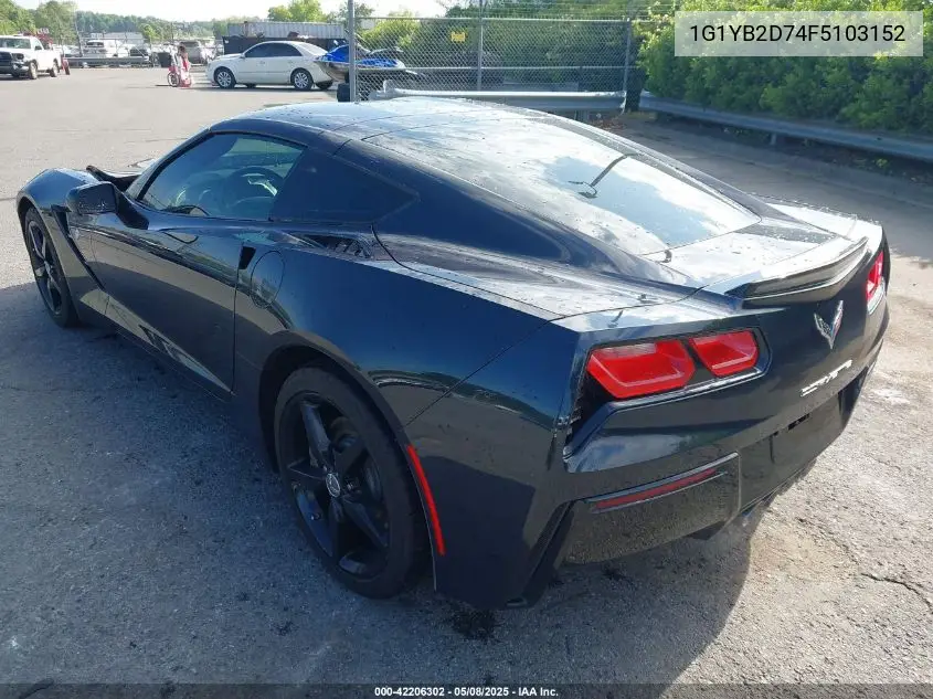2015 Chevrolet Corvette Stingray VIN: 1G1YB2D74F5103152 Lot: 42206302
