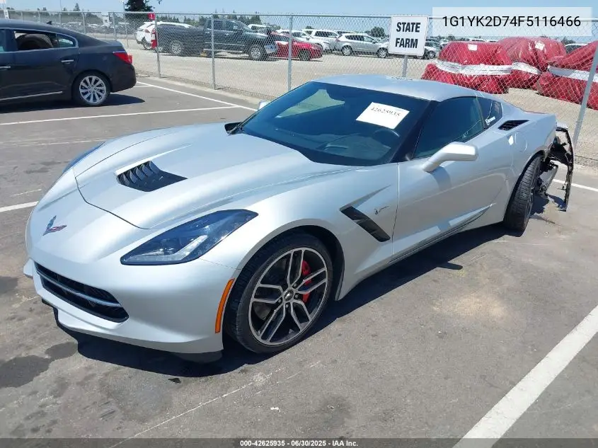 2015 Chevrolet Corvette Stingray Z51 VIN: 1G1YK2D74F5116466 Lot: 42625935