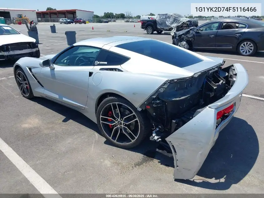 2015 Chevrolet Corvette Stingray Z51 VIN: 1G1YK2D74F5116466 Lot: 42625935