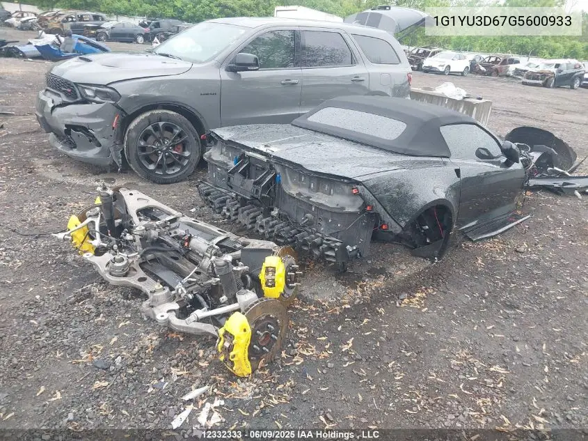 2016 Chevrolet Corvette Z06 3Lz VIN: 1G1YU3D67G5600933 Lot: 12332333