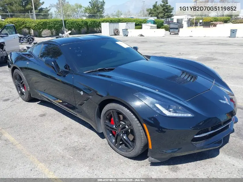 2016 Chevrolet Corvette Stingray VIN: 1G1YB2D70G5119852 Lot: 41819012