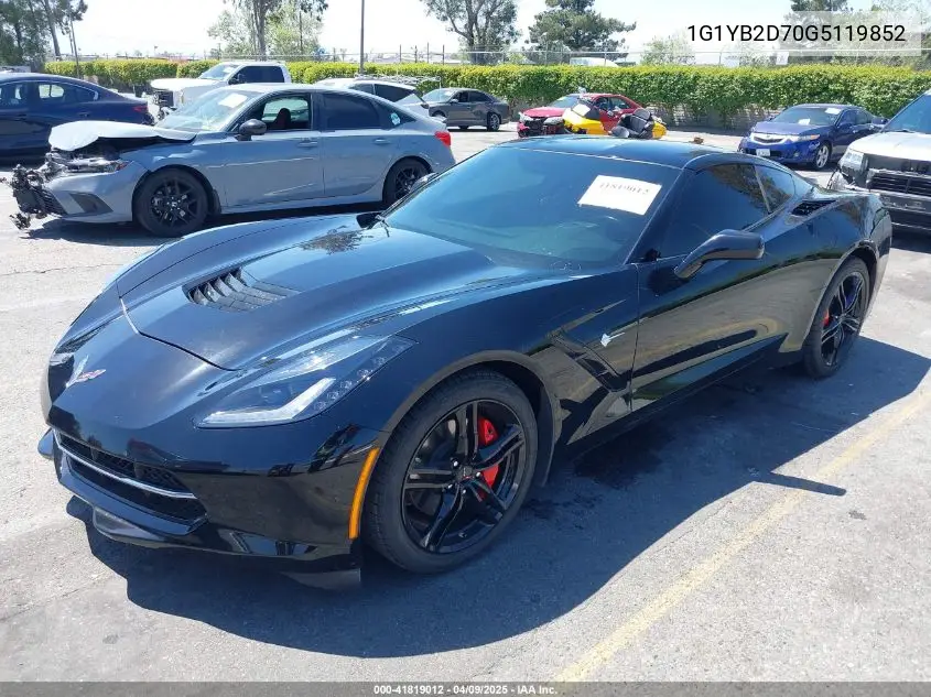 2016 Chevrolet Corvette Stingray VIN: 1G1YB2D70G5119852 Lot: 41819012
