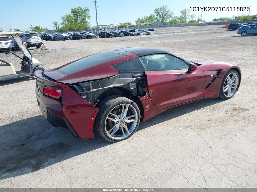 2016 Chevrolet Corvette Stingray Z51 VIN: 1G1YK2D71G5115826 Lot: 42220009