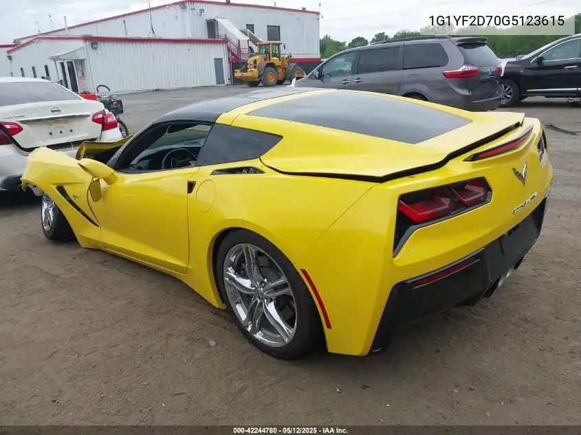 2016 Chevrolet Corvette Stingray VIN: 1G1YF2D70G5123615 Lot: 42244780