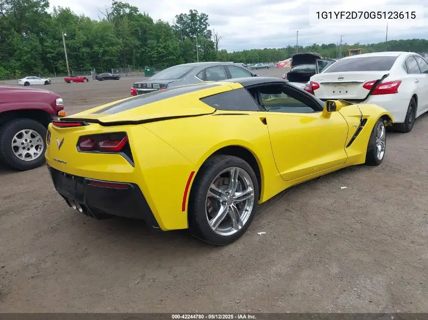 2016 Chevrolet Corvette Stingray VIN: 1G1YF2D70G5123615 Lot: 42244780