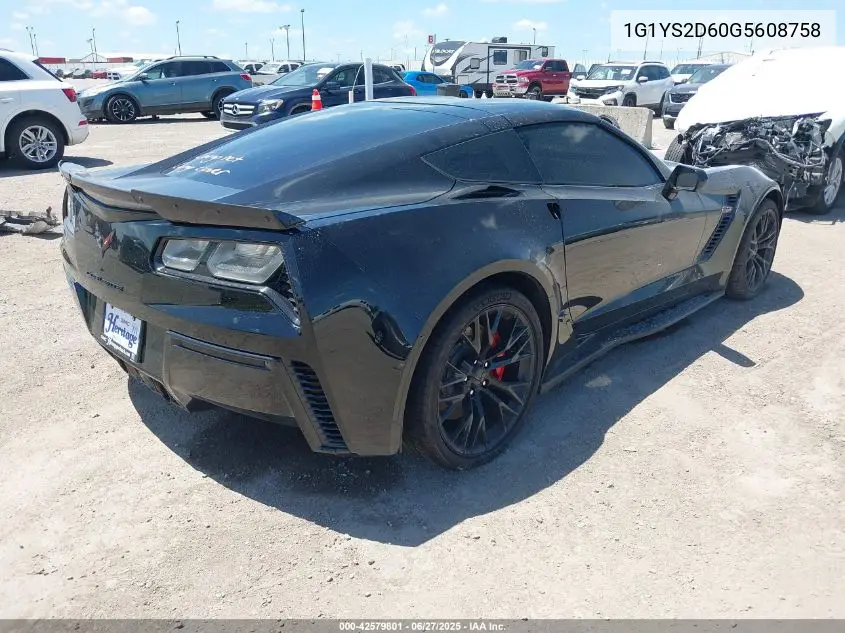 2016 Chevrolet Corvette Z06 VIN: 1G1YS2D60G5608758 Lot: 42579801