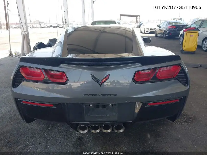 2016 Chevrolet Corvette Stingray Z51 VIN: 1G1YK2D77G5110906 Lot: 42609452