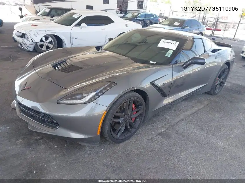 2016 Chevrolet Corvette Stingray Z51 VIN: 1G1YK2D77G5110906 Lot: 42609452