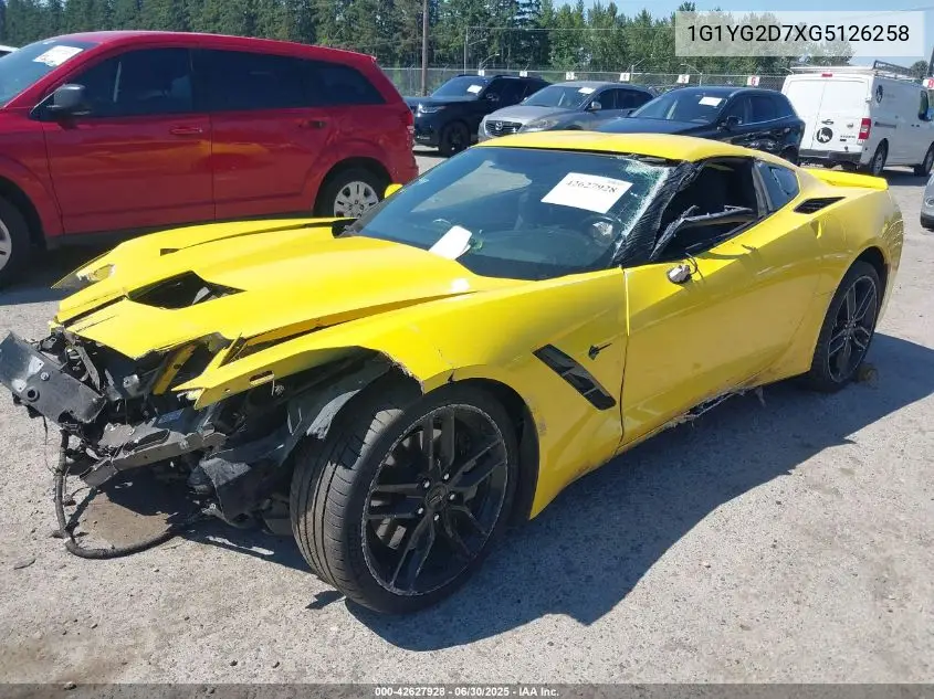 2016 Chevrolet Corvette Stingray Z51 VIN: 1G1YG2D7XG5126258 Lot: 42627928