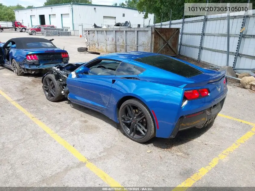 2016 Chevrolet Corvette Stingray Z51 VIN: 1G1YK2D73G5105010 Lot: 42775141
