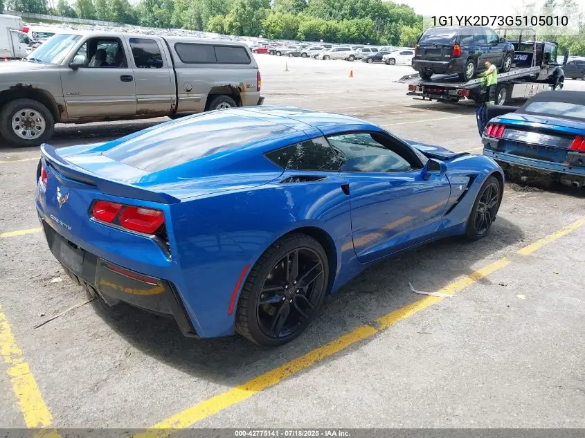 2016 Chevrolet Corvette Stingray Z51 VIN: 1G1YK2D73G5105010 Lot: 42775141