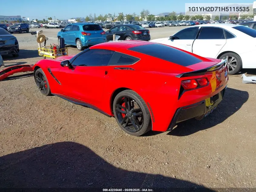 2017 Chevrolet Corvette Stingray Z51 VIN: 1G1YH2D71H5115535 Lot: 42235440