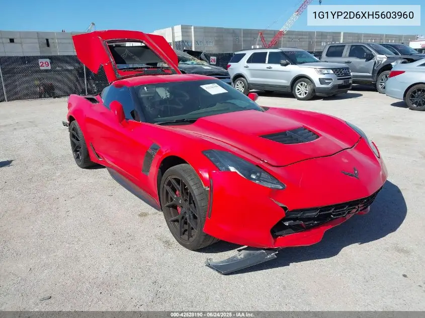 2017 Chevrolet Corvette Z06 VIN: 1G1YP2D6XH5603960 Lot: 42528190