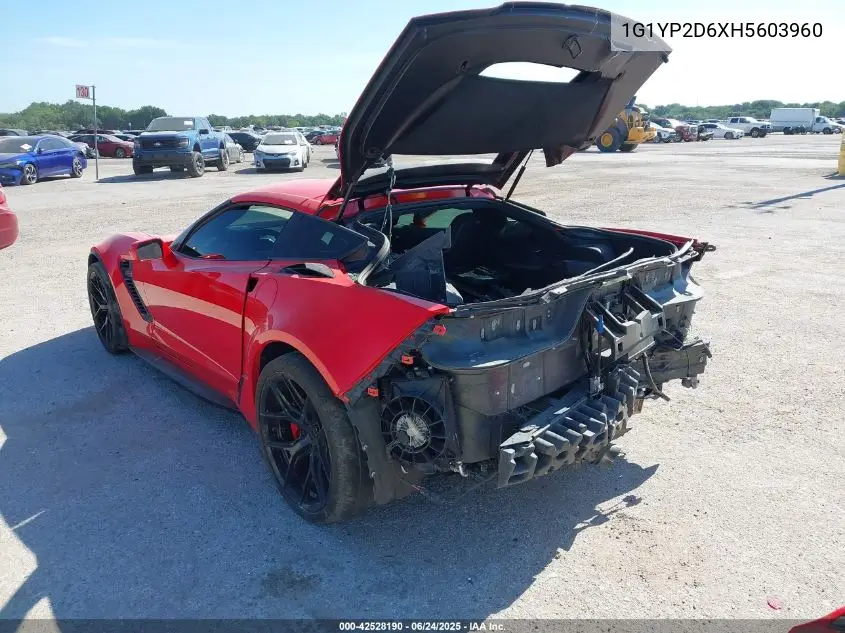 2017 Chevrolet Corvette Z06 VIN: 1G1YP2D6XH5603960 Lot: 42528190