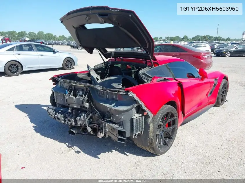 2017 Chevrolet Corvette Z06 VIN: 1G1YP2D6XH5603960 Lot: 42528190