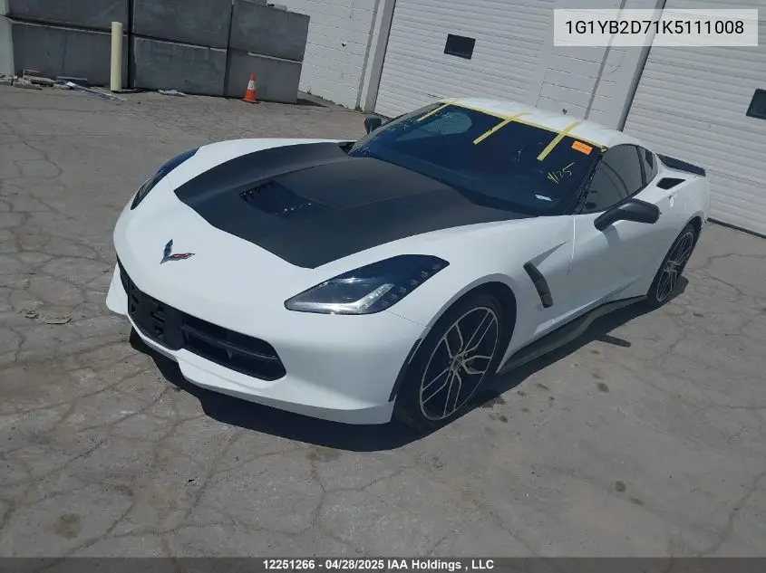 2019 Chevrolet Corvette VIN: 1G1YB2D71K5111008 Lot: 12251266