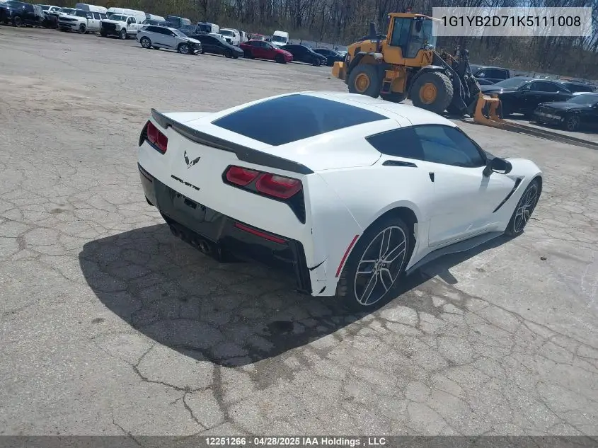2019 Chevrolet Corvette VIN: 1G1YB2D71K5111008 Lot: 12251266