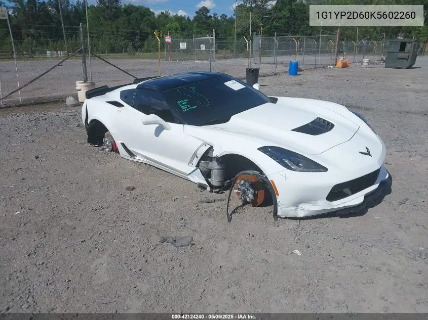2019 Chevrolet Corvette Z06 VIN: 1G1YP2D60K5602260 Lot: 42124240