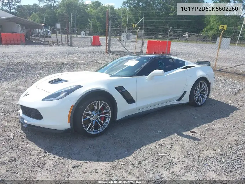 2019 Chevrolet Corvette Z06 VIN: 1G1YP2D60K5602260 Lot: 42124240