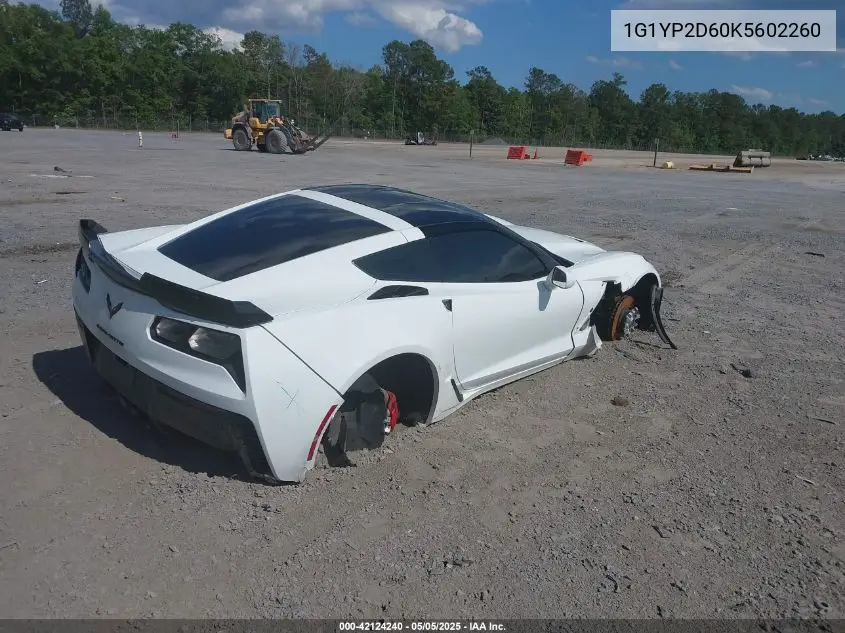 2019 Chevrolet Corvette Z06 VIN: 1G1YP2D60K5602260 Lot: 42124240