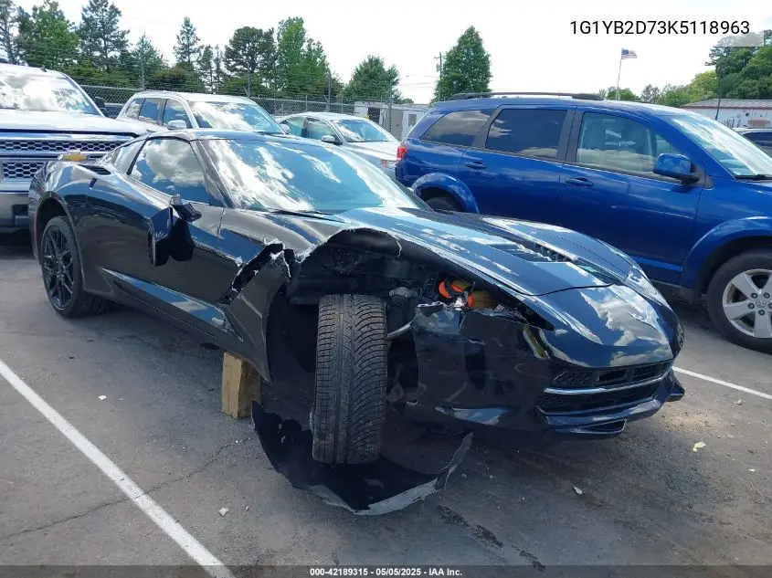 2019 Chevrolet Corvette Stingray VIN: 1G1YB2D73K5118963 Lot: 42189315