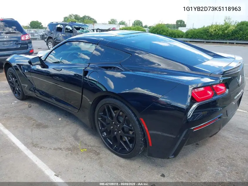 2019 Chevrolet Corvette Stingray VIN: 1G1YB2D73K5118963 Lot: 42189315