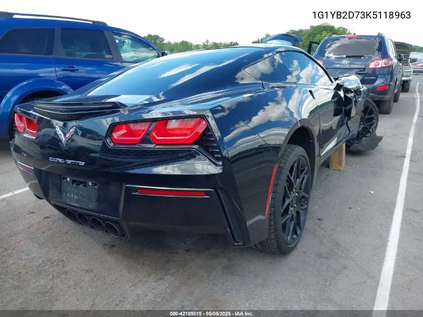 2019 Chevrolet Corvette Stingray VIN: 1G1YB2D73K5118963 Lot: 42189315