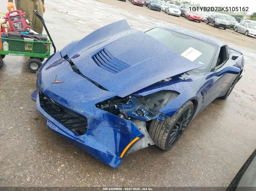 2019 Chevrolet Corvette Stingray VIN: 1G1YB2D73K5105162 Lot: 42206806