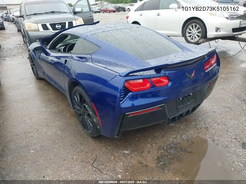 2019 Chevrolet Corvette Stingray VIN: 1G1YB2D73K5105162 Lot: 42206806