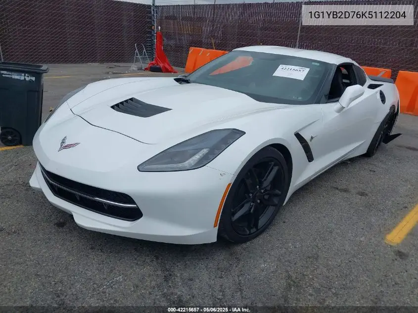 2019 Chevrolet Corvette Stingray VIN: 1G1YB2D76K5112204 Lot: 42215657