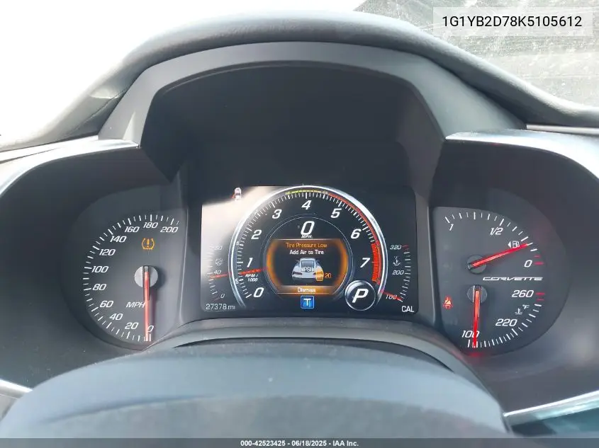 2019 Chevrolet Corvette Stingray VIN: 1G1YB2D78K5105612 Lot: 42523425